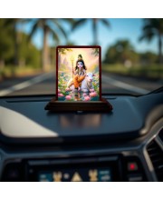 Car Desk/Table Top Lord Shiva Wooden Photo Stand 3x4 Inches, Compact & Stylish Spiritual Display For Car, Home & Office (Pack Of 1) (F14376)