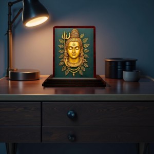 Car Desk/Table Top Lord Shiva Wooden Photo Stand 3x4 Inches, Compact & Stylish Spiritual Display For Car, Home & Office (Pack Of 1) (F14255) Car Desk/Table Top Lord Shiva Wooden Photo Stand 3x4 Inches, Compact & Stylish Spiritual Display For Car, Home & Office (Pack Of 1) (F14255)