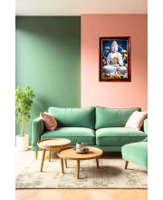 Serene Buddha Photo Frame For Wall & Table | 7x9 Inch Golden Cherry Finish | Decorative Serene Buddha Photo Frame For Home, Office & Pooja Room (F11855)