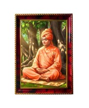 Swami Vivekananda Photo Frame For Wall & Table | 7x9 Inch Golden Cherry Finish | Decorative Swami Vivekananda Photo Frame For Home, Office & Pooja Room (F11734)