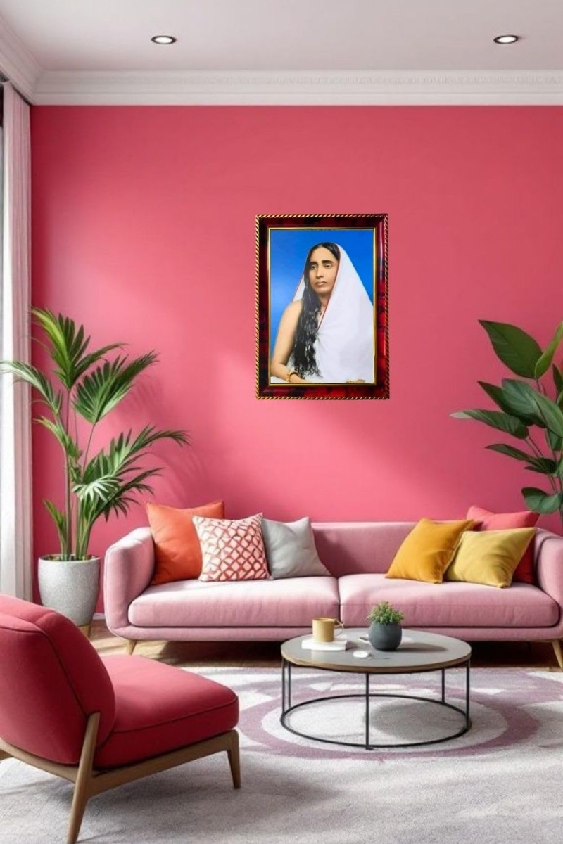 Sri Sarada Devi Photo Frame For Wall & Table | 7x9 Inch Golden Cherry Finish | Decorative Sri Sarada Devi Photo Frame For Home, Office & Pooja Room (F11817)