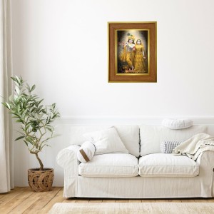 Lord Radha And Krishna Photo Frame 12x16 Inches-Brown Wooden Frame For Home, Office & Temple Decoration And Gifting (F6253)