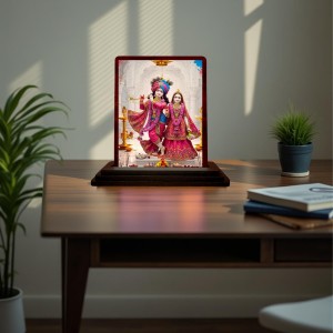 Car Desk/Table Top Lord Radha Krishna Wooden Photo Stand 3x4 Inches, Compact & Stylish Spiritual Display For Car, Home & Office (Pack Of 1) (F15123) Car Desk/Table Top Lord Radha Krishna Wooden Photo Stand 3x4 Inches, Compact & Stylish Spiritual Display For Car, Home & Office (Pack Of 1) (F15123)
