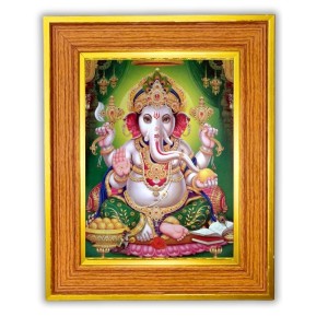 Lord Ganeshaa Photo Frame 16x20 Inches-Brown Wooden Frame For Home, Office & Temple Decoration And Gifting (F6489) Lord Ganeshaa Photo Frame 16x20 Inches-Brown Wooden Frame For Home, Office & Temple Decoration And Gifting (F6489)