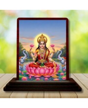 Car Desk/Table Top Maa Laxmi Wooden Photo Stand 3x4 Inches, Compact & Stylish Spiritual Display For Car, Home & Office (Pack Of 1) (F15134)
