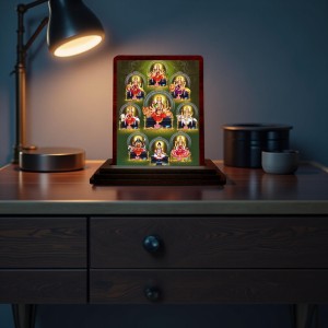 Car Desk/Table Top Ashta Lakshmi Wooden Photo Stand 3x4 Inches, Compact & Stylish Spiritual Display For Car, Home & Office (Pack Of 1) (F14153)