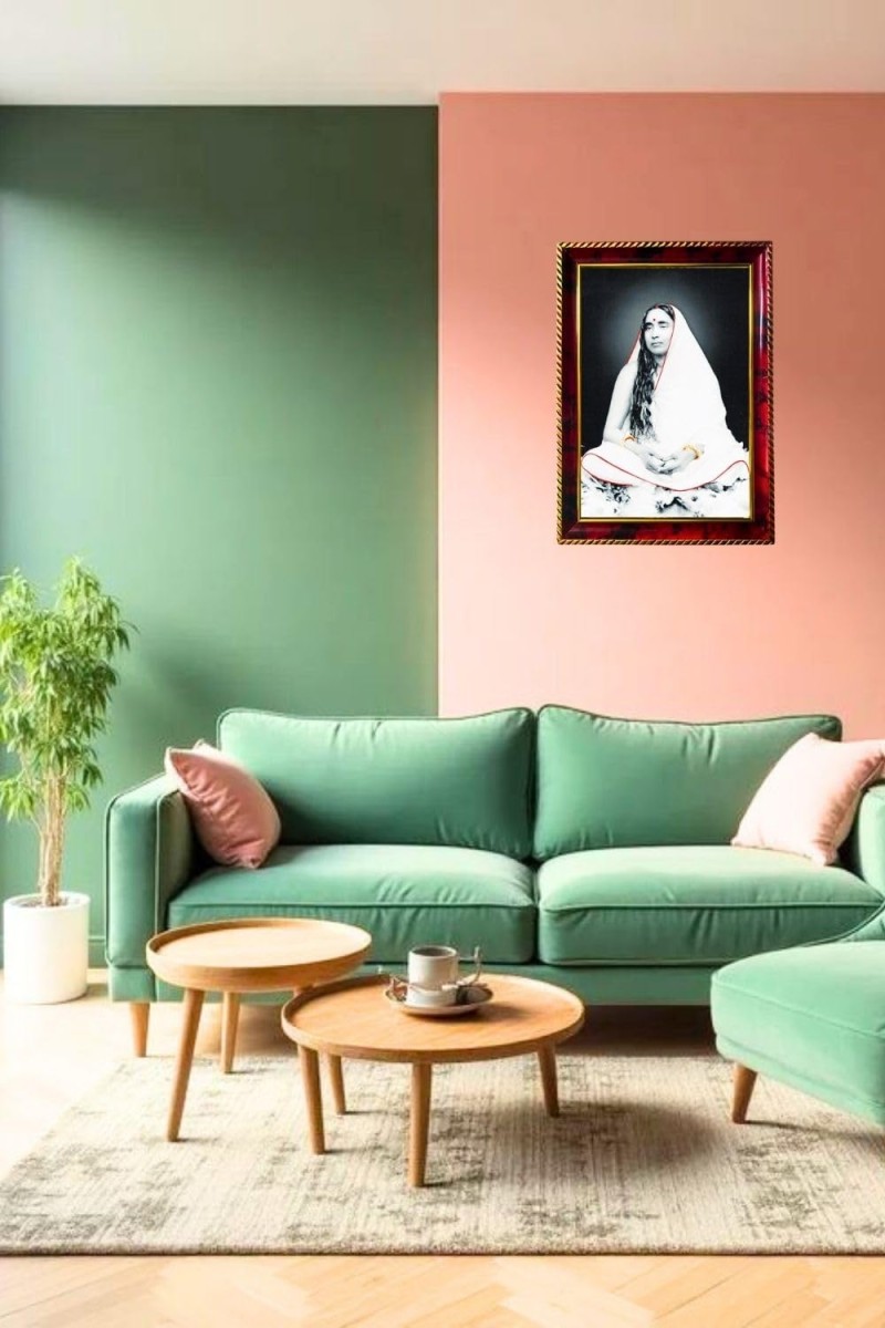 Sri Sarada Devi Photo Frame For Wall & Table | 7x9 Inch Golden Cherry Finish | Decorative Sri Sarada Devi Photo Frame For Home, Office & Pooja Room (F11634)
