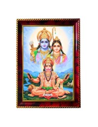 Lord Hanuman And Rama Sita Photo Frame For Wall & Table | 7x9 Inch Golden Cherry Finish | Decorative Lord Hanuman And Rama Sita Photo Frame For Home, Office & Pooja Room (F11604)