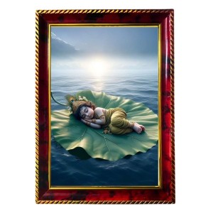 Srikrishna Sleeping On Leaf Photo Frame For Wall & Table | 7x9 Inch Golden Cherry Finish | Decorative Srikrishna Sleeping On Leaf Photo Frame For Home, Office & Pooja Room (F11476) Srikrishna Sleeping On Leaf Photo Frame For Wall & Table | 7x9 Inch Golden Cherry Finish | Decorative Srikrishna Sleeping On Leaf Photo Frame For Home, Office & Pooja Room (F11476)