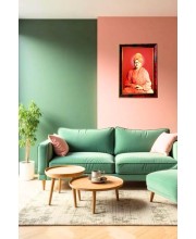 SwamiVivekananda In Meditation Photo Frame For Wall & Table | 7x9 Inch Golden Cherry Finish | Decorative SwamiVivekananda In Meditation Photo Frame For Home, Office & Pooja Room (F11442)