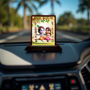Car Desk/Table Top Little Radha Krishna Wooden Photo Stand 3x4 Inches, Compact & Stylish Spiritual Display For Car, Home & Office (Pack Of 1) (F14452) Car Desk/Table Top Little Radha Krishna Wooden Photo Stand 3x4 Inches, Compact & Stylish Spiritual Display For Car, Home & Office (Pack Of 1) (F14452)