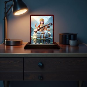 Car Desk/Table Top Lord Saraswathi Wooden Photo Stand 3x4 Inches, Compact & Stylish Spiritual Display For Car, Home & Office (Pack Of 1) (F14347) Car Desk/Table Top Lord Saraswathi Wooden Photo Stand 3x4 Inches, Compact & Stylish Spiritual Display For Car, Home & Office (Pack Of 1) (F14347)