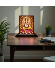 Car Desk/Table Top Lord Ganesha Wooden Photo Stand 3x4 Inches, Compact & Stylish Spiritual Display For Car, Home & Office (Pack Of 1) (F15161)