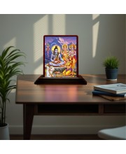 Car Desk/Table Top Lord Shiva Wooden Photo Stand 3x4 Inches, Compact & Stylish Spiritual Display For Car, Home & Office (Pack Of 1) (F15190)