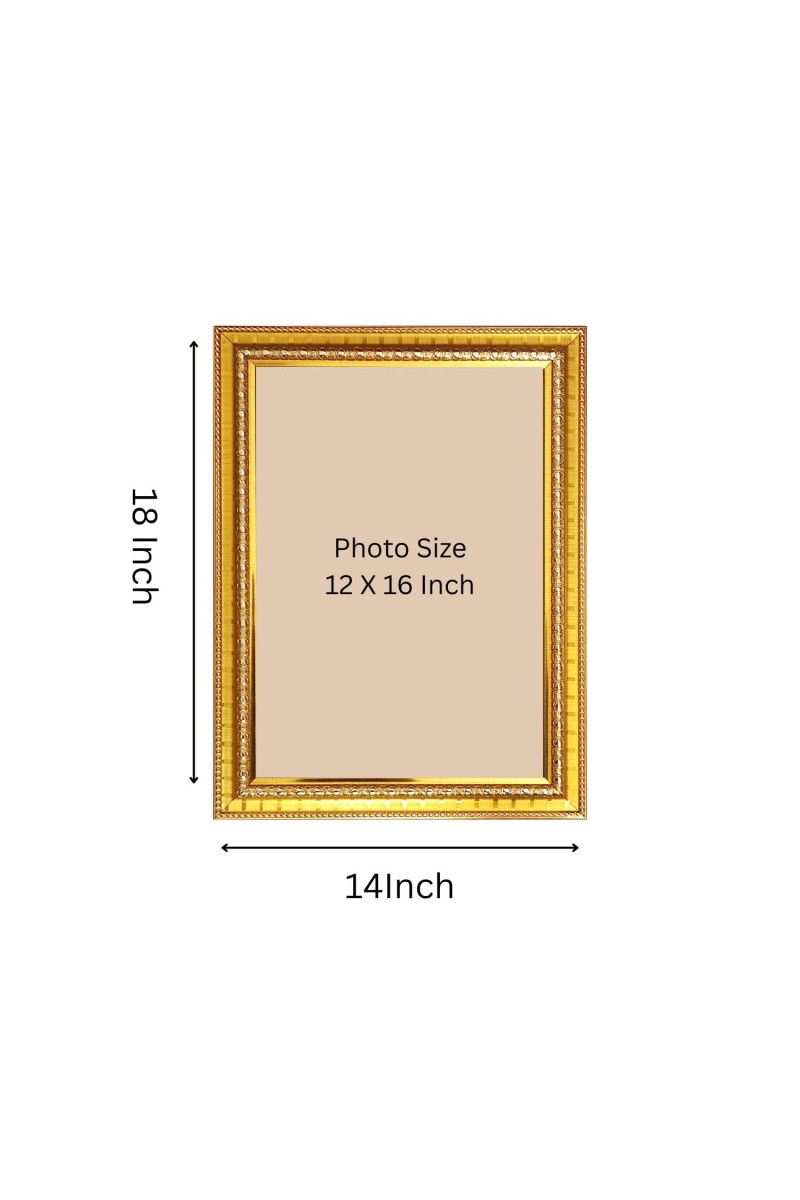 Sri Sarada Devi Golden Designer Photo Frame | 14x18 Inch Religious Wall Hanging Frame For Home & Office Decoration | Hindu Deity Spiritual Gift Item