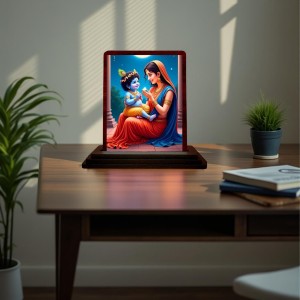 Car Desk/Table Top Yashodha With Krishna Wooden Photo Stand 3x4 Inches, Compact & Stylish Spiritual Display For Car, Home & Office (Pack Of 1) (F14521) Car Desk/Table Top Yashodha With Krishna Wooden Photo Stand 3x4 Inches, Compact & Stylish Spiritual Display For Car, Home & Office (Pack Of 1) (F14521)