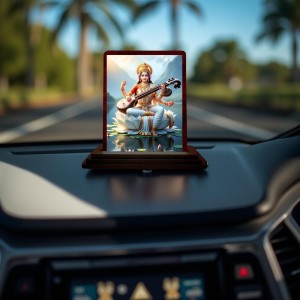 Car Desk/Table Top Lord Saraswathi Wooden Photo Stand 3x4 Inches, Compact & Stylish Spiritual Display For Car, Home & Office (Pack Of 1) (F14347) Car Desk/Table Top Lord Saraswathi Wooden Photo Stand 3x4 Inches, Compact & Stylish Spiritual Display For Car, Home & Office (Pack Of 1) (F14347)