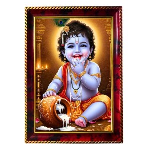 Lord Little Krishna Photo Frame For Wall & Table | 7x9 Inch Golden Cherry Finish | Decorative Lord Little Krishna Photo Frame For Home, Office & Pooja Room (F11317) Lord Little Krishna Photo Frame For Wall & Table | 7x9 Inch Golden Cherry Finish | Decorative Lord Little Krishna Photo Frame For Home, Office & Pooja Room (F11317)