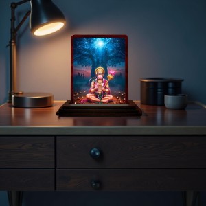 Car Desk/Table Top Lord Hanuman Wooden Photo Stand 3x4 Inches, Compact & Stylish Spiritual Display For Car, Home & Office (Pack Of 1) (F14344) Car Desk/Table Top Lord Hanuman Wooden Photo Stand 3x4 Inches, Compact & Stylish Spiritual Display For Car, Home & Office (Pack Of 1) (F14344)