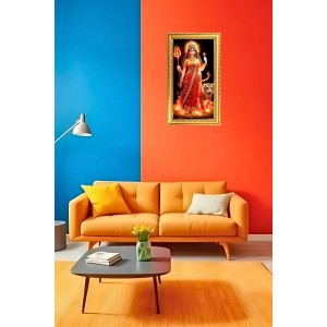 Devi Durga Digital Golden Color Photo Frame | Hindu Religious Wall Decor | 8x15 Inches - Inspirational Wall Art For Office, Home Decor - Ideal Spiritual Gift (F10355)