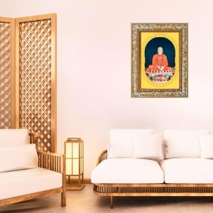 Sri Ramkrishna Spiritual Guru Digital Photo In Designer Frame, Size 10x16 Inch | Hindu Religious Picture For Home Temple, Office & Gift | Wall Art & Pooja Decor (F10416)