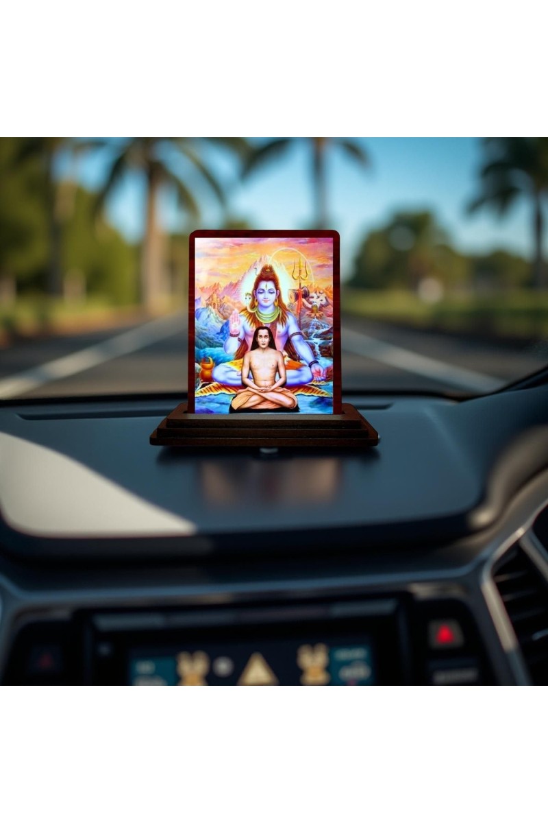 Car Desk/Table Top Mahavathar Babaji Wooden Photo Stand 3x4 Inches, Compact & Stylish Spiritual Display For Car, Home & Office (Pack Of 1) (F14319)
