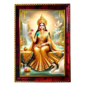 Maa Lakshmi Photo Frame For Wall & Table | 7x9 Inch Golden Cherry Finish | Decorative Maa Lakshmi Photo Frame For Home, Office & Pooja Room (F11335) Maa Lakshmi Photo Frame For Wall & Table | 7x9 Inch Golden Cherry Finish | Decorative Maa Lakshmi Photo Frame For Home, Office & Pooja Room (F11335)