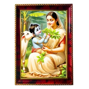 Yashodha Krishna Photo Frame For Wall & Table | 7x9 Inch Golden Cherry Finish | Decorative Yashodha Krishna Photo Frame For Home, Office & Pooja Room (F11896) Yashodha Krishna Photo Frame For Wall & Table | 7x9 Inch Golden Cherry Finish | Decorative Yashodha Krishna Photo Frame For Home, Office & Pooja Room (F11896)