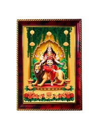 Goddess Maa Durga Photo Frame For Wall & Table | 7x9 Inch Golden Cherry Finish | Decorative Goddess Maa Durga Photo Frame For Home, Office & Pooja Room (F11414)