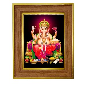 Lord Ganeshaa Photo Frame 16x20 Inches-Brown Wooden Frame For Home, Office & Temple Decoration And Gifting (F6423) Lord Ganeshaa Photo Frame 16x20 Inches-Brown Wooden Frame For Home, Office & Temple Decoration And Gifting (F6423)