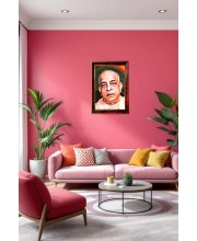 Sri Srila Prabhupada Photo Frame For Wall & Table | 7x9 Inch Golden Cherry Finish | Decorative Sri Srila Prabhupada Photo Frame For Home, Office & Pooja Room (F11536)