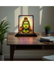 Car Desk/Table Top Lord Shiva Wooden Photo Stand 3x4 Inches, Compact & Stylish Spiritual Display For Car, Home & Office (Pack Of 1) (F15099)