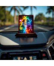 Car Desk/Table Top Bramha Vishnu Shiva Wooden Photo Stand 3x4 Inches, Compact & Stylish Spiritual Display For Car, Home & Office (Pack Of 1) (F14162)