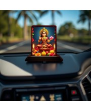 Car Desk/Table Top Maha Lakshmi Wooden Photo Stand 3x4 Inches, Compact & Stylish Spiritual Display For Car, Home & Office (Pack Of 1) (F14161)