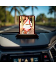 Car Desk/Table Top Maa Sarada (Sarada Devi) Wooden Photo Stand 3x4 Inches, Compact & Stylish Spiritual Display For Car, Home & Office (Pack Of 1) (F14638)