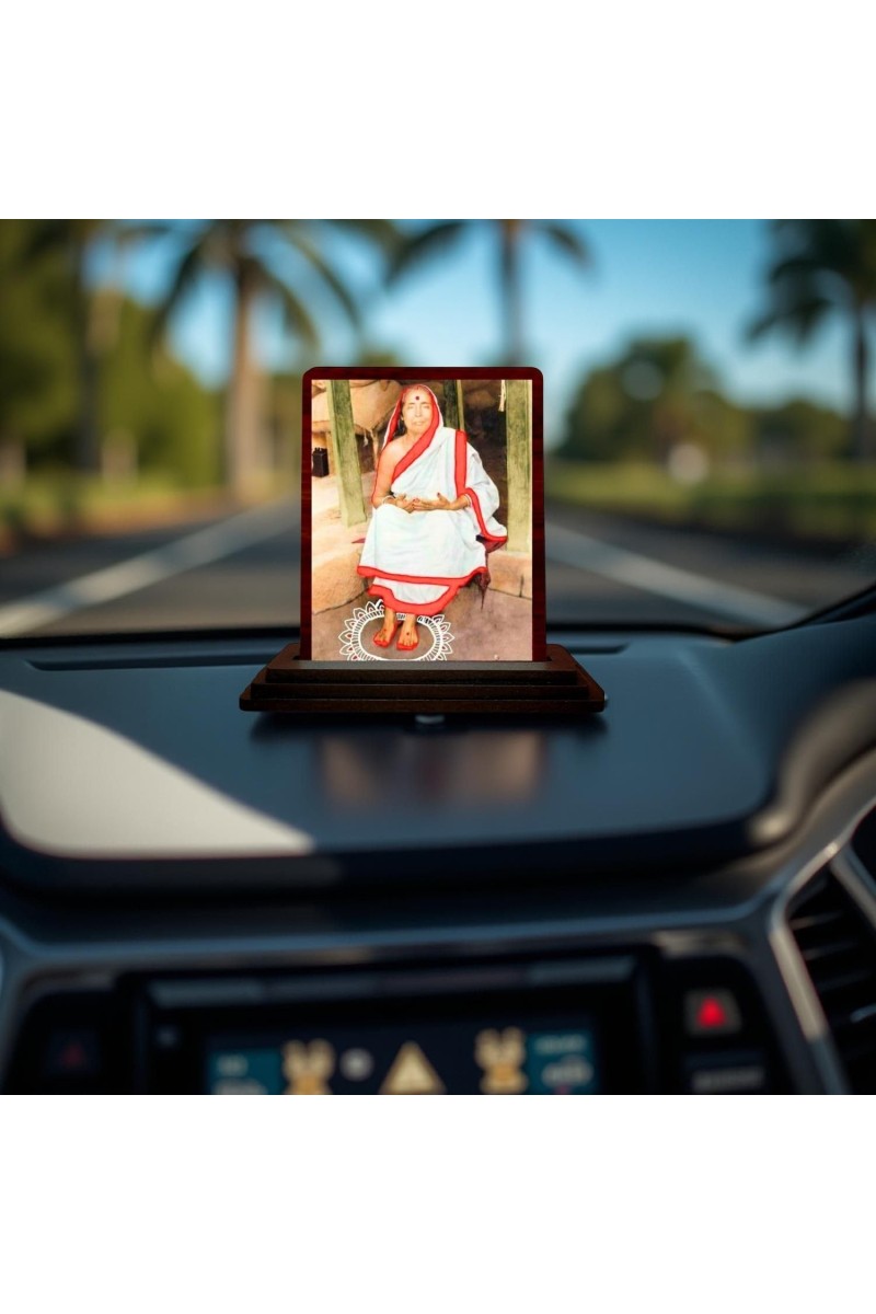 Car Desk/Table Top Maa Sarada (Sarada Devi) Wooden Photo Stand 3x4 Inches, Compact & Stylish Spiritual Display For Car, Home & Office (Pack Of 1) (F14638)
