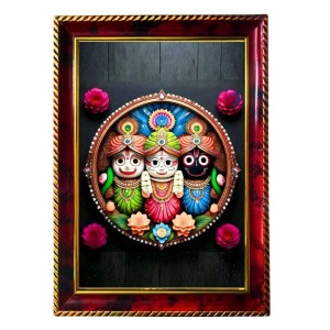 Lord Jagannath Photo Frame For Wall & Table | 7x9 Inch Golden Cherry Finish | Decorative Lord Jagannath Photo Frame For Home, Office & Pooja Room (F11416)