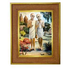 Gourangaa Mahaprabhu And Nityananda Mahaprabhu. Photo Frame 18x22 Inches-Brown Wooden Frame For Home, Office & Temple Decoration And Gifting (F6416)