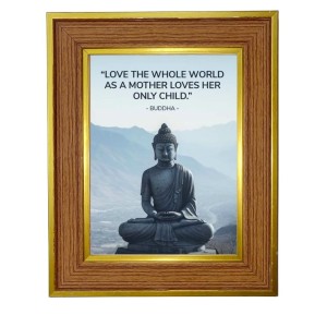 Lord Buddha Photo Frame 10x14 Inches-Brown Wooden Frame For Home, Office & Temple Decoration And Gifting (F6346)