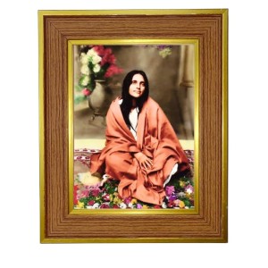 Anandamayi Ma Photo Frame 10x14 Inches-Brown Wooden Frame For Home, Office & Temple Decoration And Gifting (F6392)