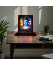 Car Desk/Table Top Lord Shiva Wooden Photo Stand 3x4 Inches, Compact & Stylish Spiritual Display For Car, Home & Office (Pack Of 1) (F15081)
