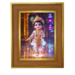 Divine Little Krishna Photo Frame 10x14 Inches-Brown Wooden Frame For Home, Office & Temple Decoration And Gifting (F6387) Divine Little Krishna Photo Frame 10x14 Inches-Brown Wooden Frame For Home, Office & Temple Decoration And Gifting (F6387)