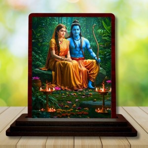 Car Desk/Table Top Lord Rama And Sita Wooden Photo Stand 3x4 Inches, Compact & Stylish Spiritual Display For Car, Home & Office (Pack Of 1) (F14331) Car Desk/Table Top Lord Rama And Sita Wooden Photo Stand 3x4 Inches, Compact & Stylish Spiritual Display For Car, Home & Office (Pack Of 1) (F14331)