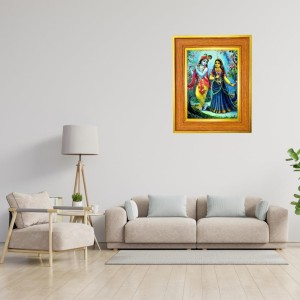 Goddess Radha And Krishna Photo Frame 12x16 Inches-Brown Wooden Frame For Home, Office & Temple Decoration And Gifting (F6437)