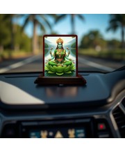 Car Desk/Table Top Goddess Lakshmi Wooden Photo Stand 3x4 Inches, Compact & Stylish Spiritual Display For Car, Home & Office (Pack Of 1) (F14237)