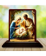 Car Desk/Table Top Jesus Child Wooden Photo Stand 3x4 Inches, Compact & Stylish Spiritual Display For Car, Home & Office (Pack Of 1) (F14502)