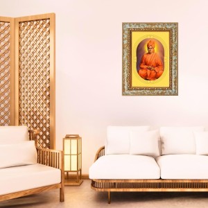 Swami VIvekananda Spiritual Guru Digital Photo In Designer Frame, Size 12x18 Inch | Hindu Religious Picture For Home Temple, Office & Gift | Wall Art & Pooja Decor (F10418)