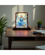 Car Desk/Table Top Maa Laxmi Wooden Photo Stand 3x4 Inches, Compact & Stylish Spiritual Display For Car, Home & Office (Pack Of 1) (F15092)