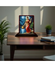 Car Desk/Table Top Radha Wooden Photo Stand 3x4 Inches, Compact & Stylish Spiritual Display For Car, Home & Office (Pack Of 1) (F15133)