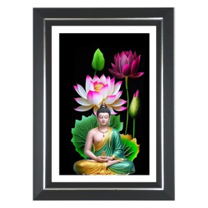 Buddha Statue Blooming Lotus Flowers Photo Wall & Table Frame | 14x18 Inch Black Designer | Perfect For Gifting & Home Decor (F9609) Buddha Statue Blooming Lotus Flowers Photo Wall & Table Frame | 14x18 Inch Black Designer | Perfect For Gifting & Home Decor (F9609)
